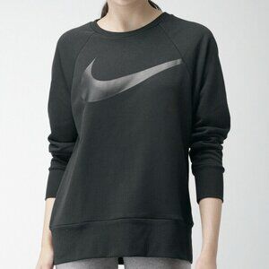 Nike Sweater Womens DRI-FIT Black Fleece Big Swoosh Size XS Crewneck